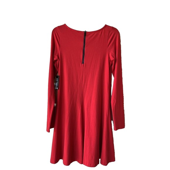 Express womens Short Knit Mini Dress size Medium Red Zip Back Cotton Blend $50 - Picture 2 of 5